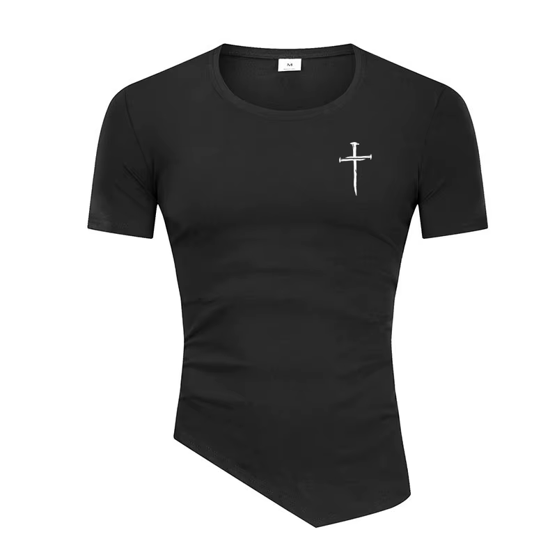 Chemise ajustée à manches courtes à imprimé croisé personnalisé pour hommes