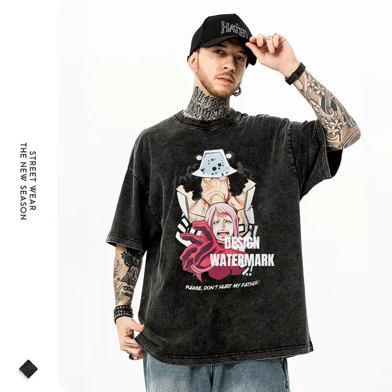 Bandai Anime O-One P-Piece T-shirts Vintage lavé Bonney t-shirt Manga Streetwear Bartholemew Kuma hauts