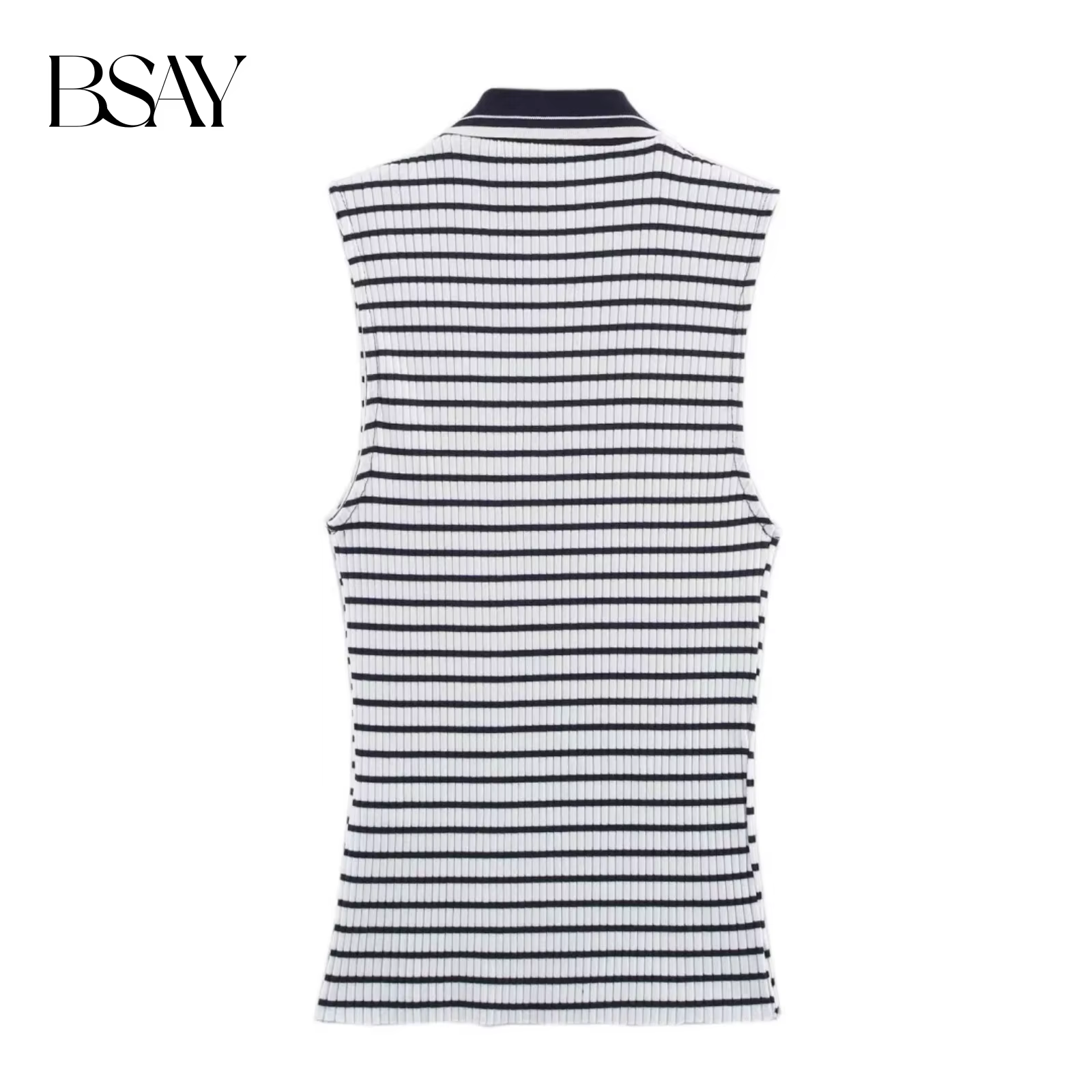 BSAY haut côtelé pour les femmes mode été nouvelle rayure sans manches col en v Blouse vêtements de rue gilet réservoir Chic dames hauts Mujer