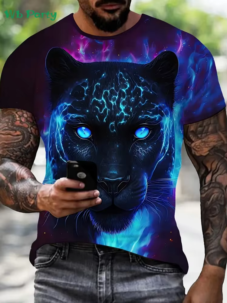 T-Shirt graphique léopard 3D pour hommes