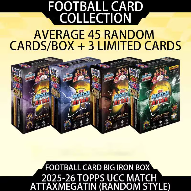 Cartes de collection de stars de football UEFA Champions League 2025-26 European War Topps Match Attax, grande boîte en fer