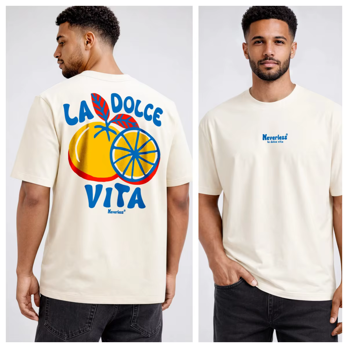 LA DOLCE VITA T-shirt décontracté ample 100% coton avec motif pour homme et femme