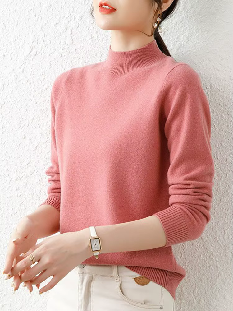 Automne hiver bas col roulé chandails femmes mode Chic Pull mince à manches longues tricoté Pulls doux chaud