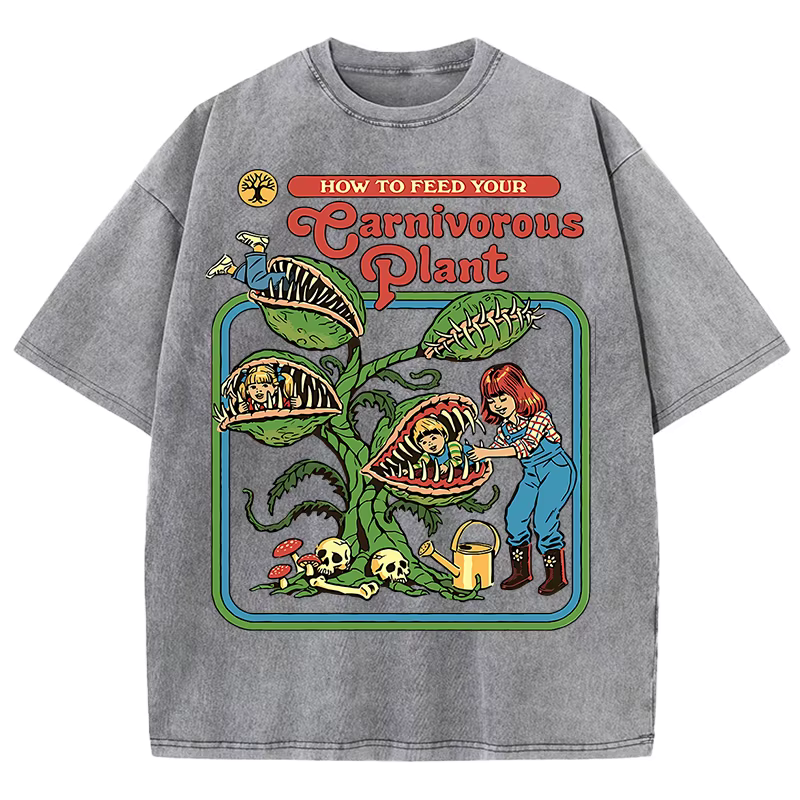 T-Shirts délavés à motif de plante pour hommes