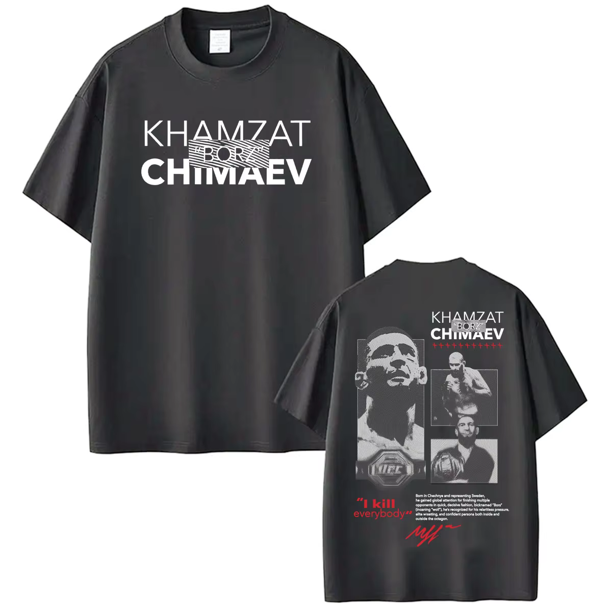 T-shirt à logo Khamzat Chimaev « borz » pour hommes et femmes