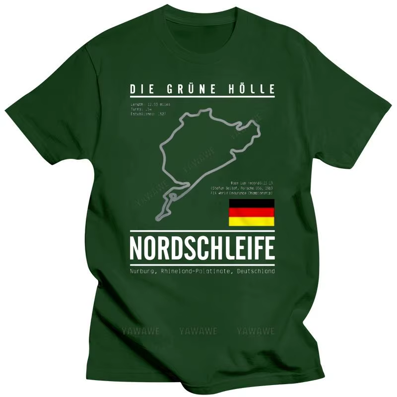 Homme drôle impression t-shirts noir nouveau à manches courtes décontracté Nurburgring Grand Prix t-shirt piste de