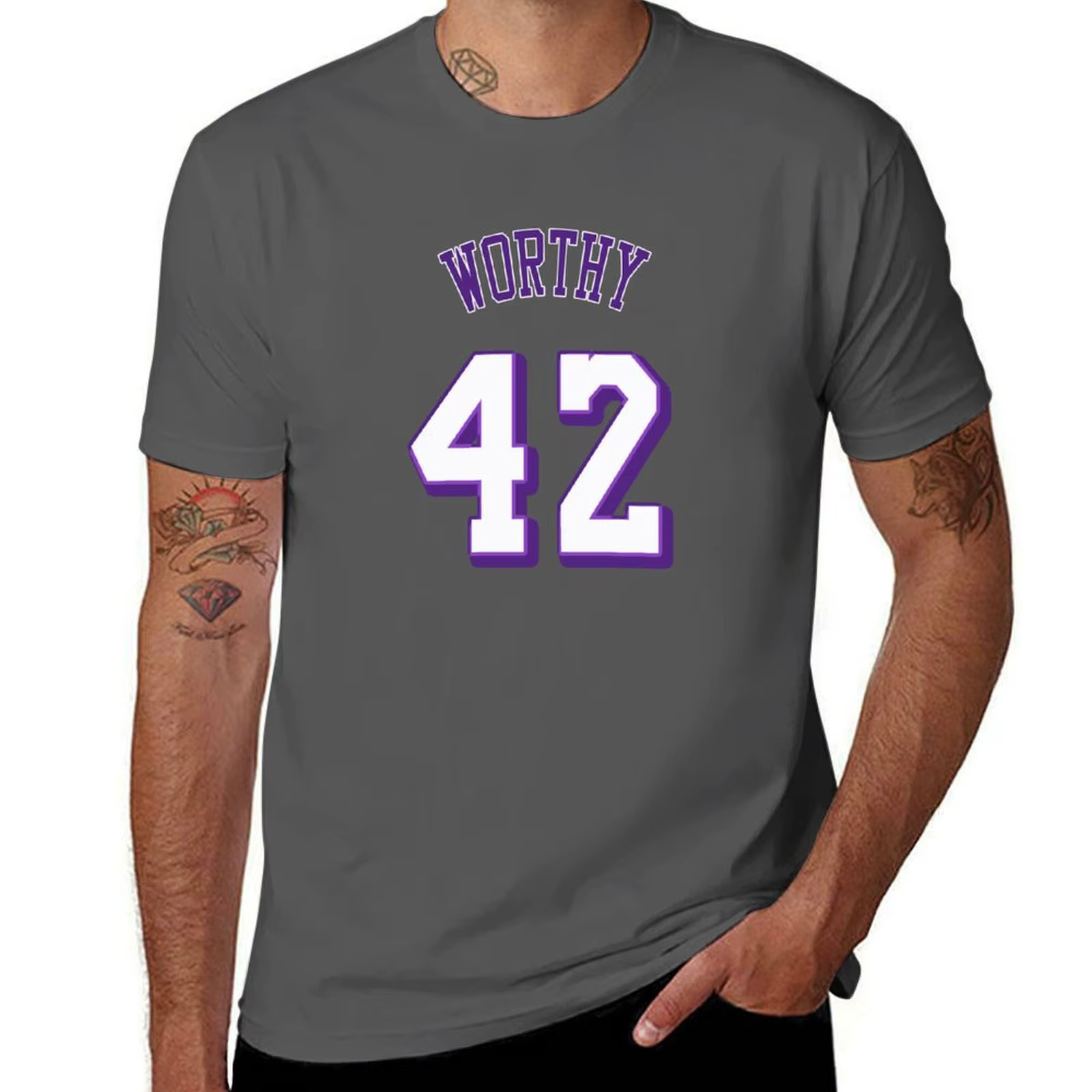T-shirt James Worthy, décontracté, à la mode, imprimé