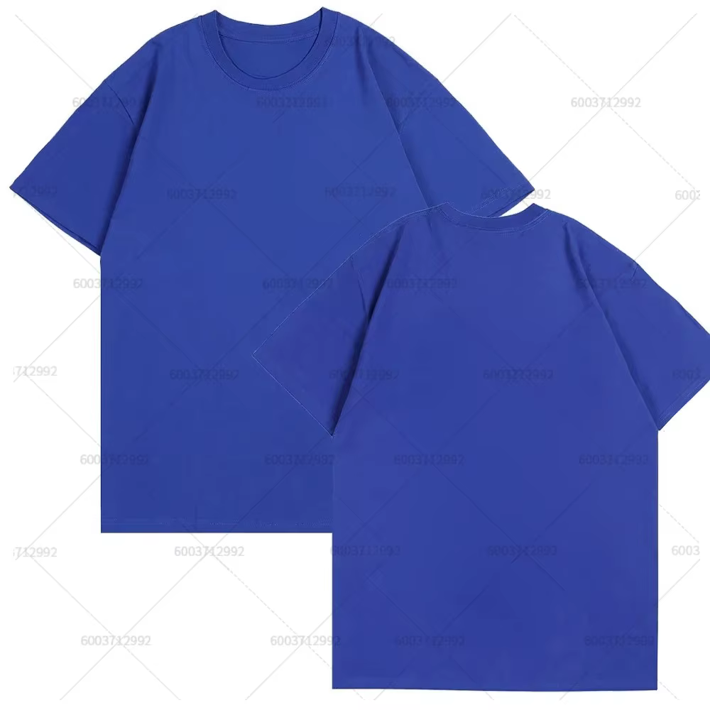 Bleu hommes T-shirt robuste BALCK pur coton col rond manches courtes