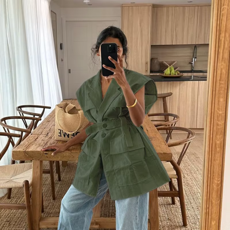 Gilet pour femmes habillé sans manches Blazer automne été poche