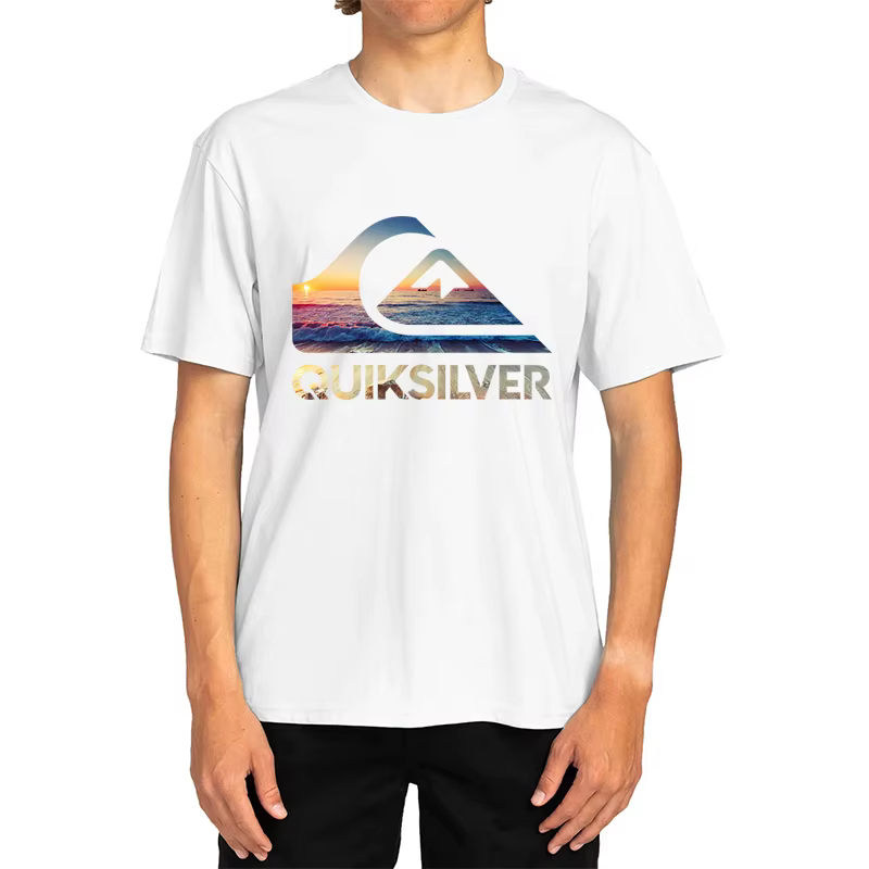 Nouveau T-shirt à manches courtes en coton imprimé surf pour homme et femme
