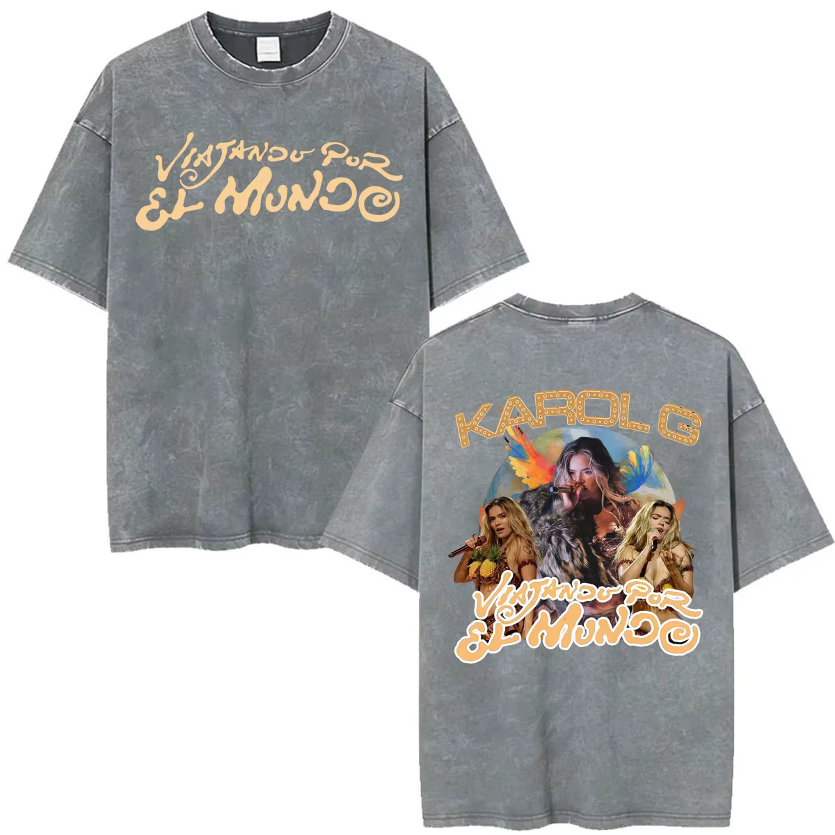T-shirt Vintage Lavé Karol G Tropicoqueta Tour Nouvel Album 2026 – T-shirts Esthétiques Mode Homme Femme – Hauts d'Été en Coton