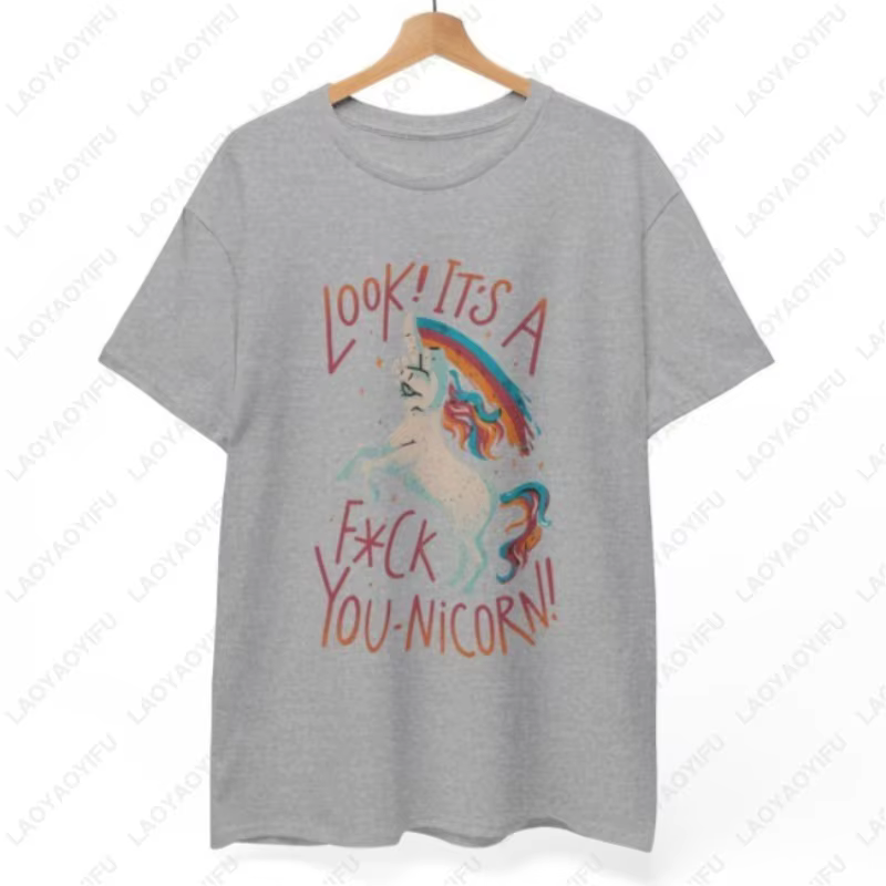 F-You T-Shirt licorne Style Humor coton à manches courtes
