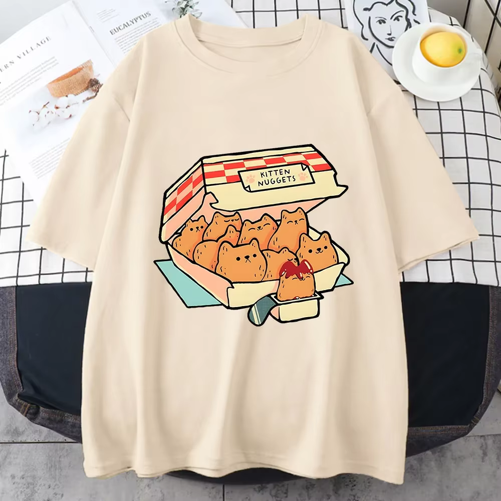 Chaton pépites heureux T-Shirts femmes Kawaii/mignon haute rue