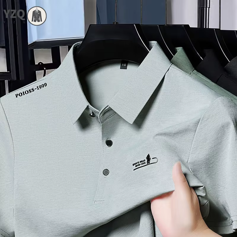 Polo décontracté pour homme automne avec logo imprimé