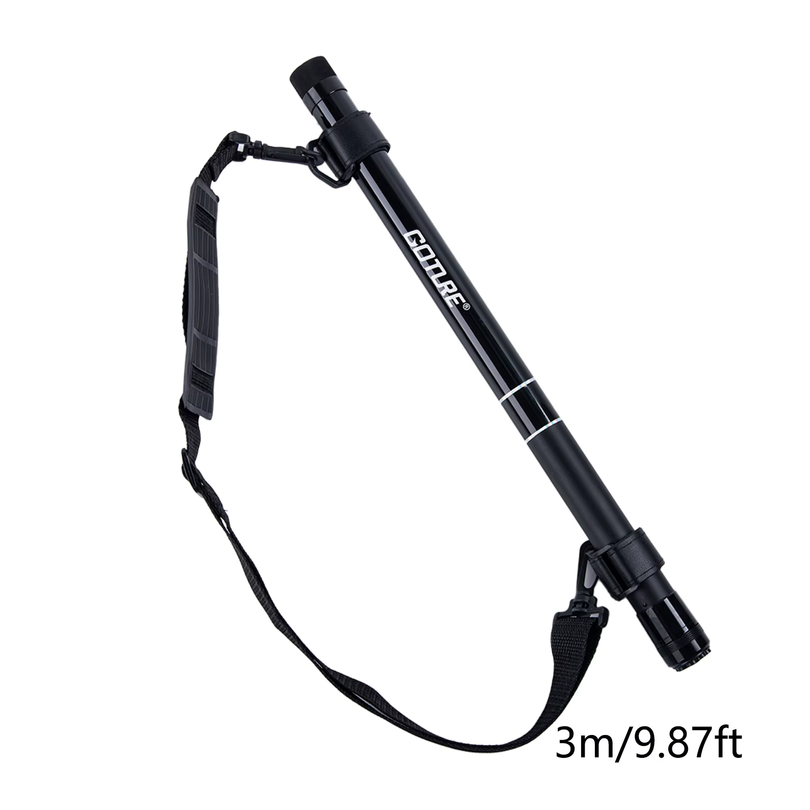 Goture – poteau d'atterrissage télescopique court, léger, livré avec une poignée en filet de ceinture, pour la pêche en roche, 2.1m/3.0m/3.9m