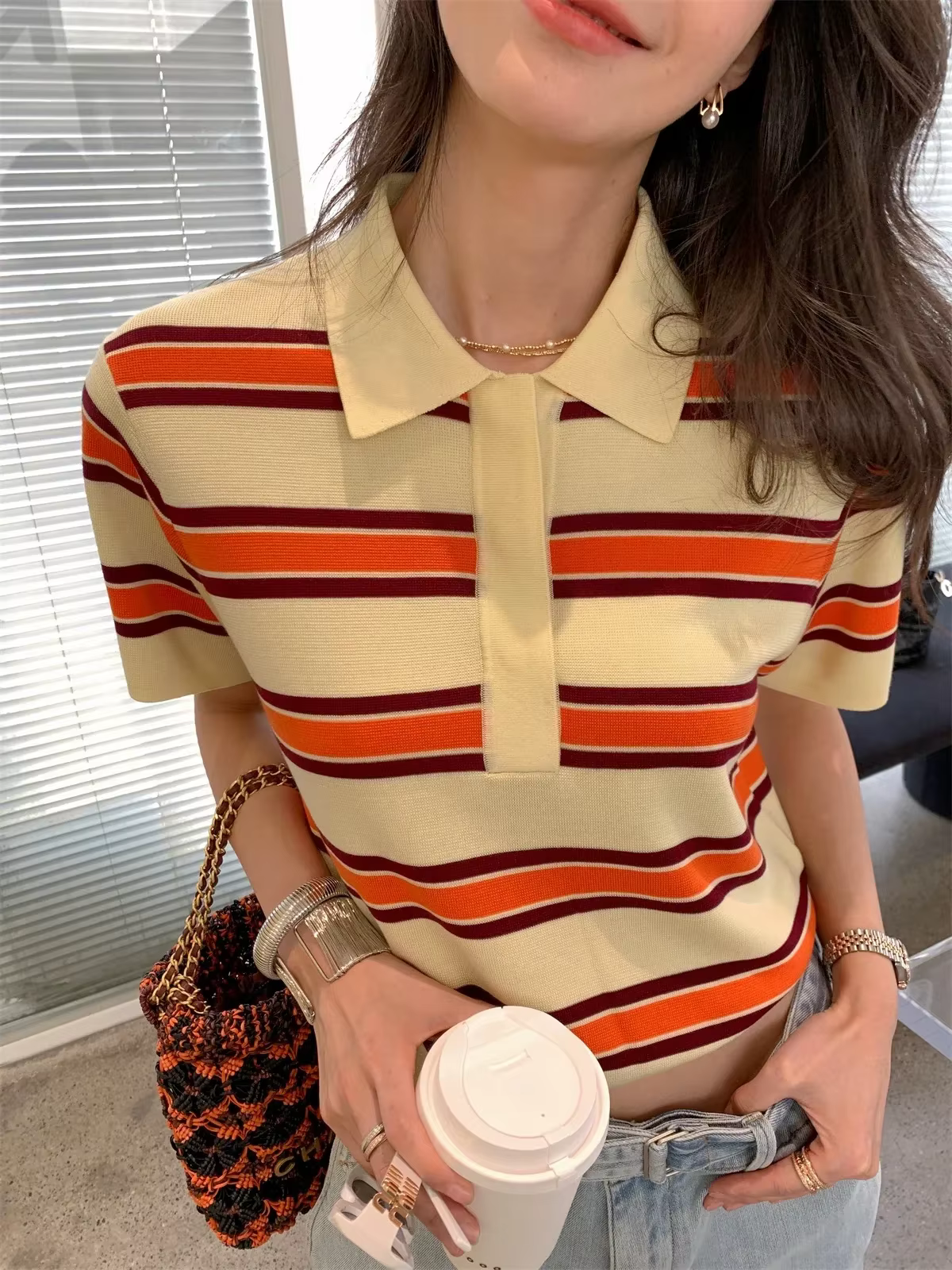 2025 classique col POLO Design pur Lyocell pull femmes tricoté manches courtes