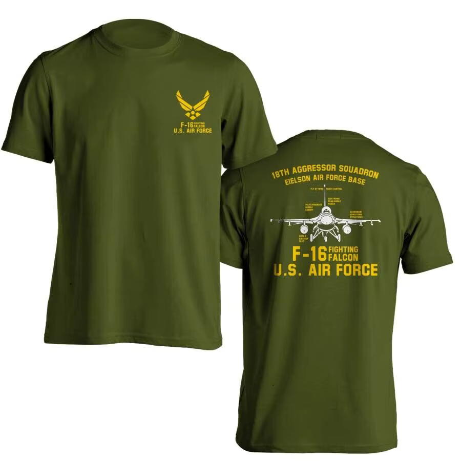 Gastronomie F-16 Falcon Escadron participé US Air Force Hommes T-Shirt à manches courtes Casual Coton Économie d'été