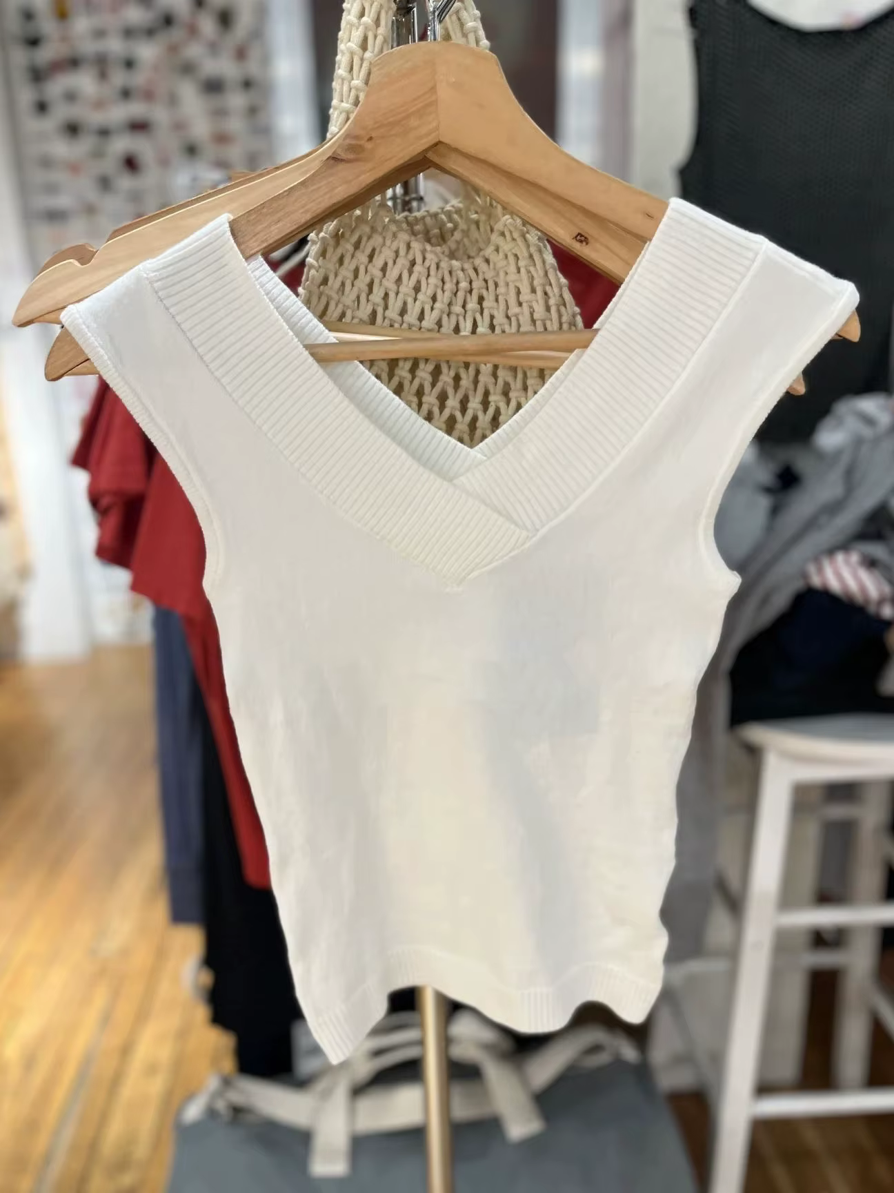 Débardeur tricoté blanc pour femme