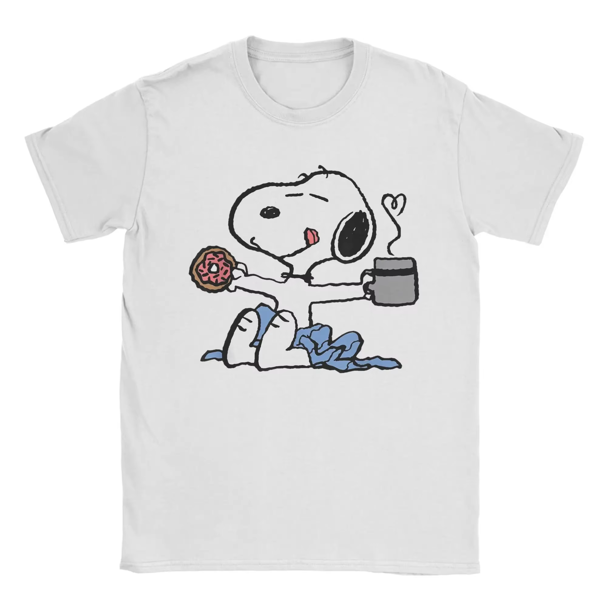 T-shirt fantaisie Donut Coffee Snoopy pour hommes