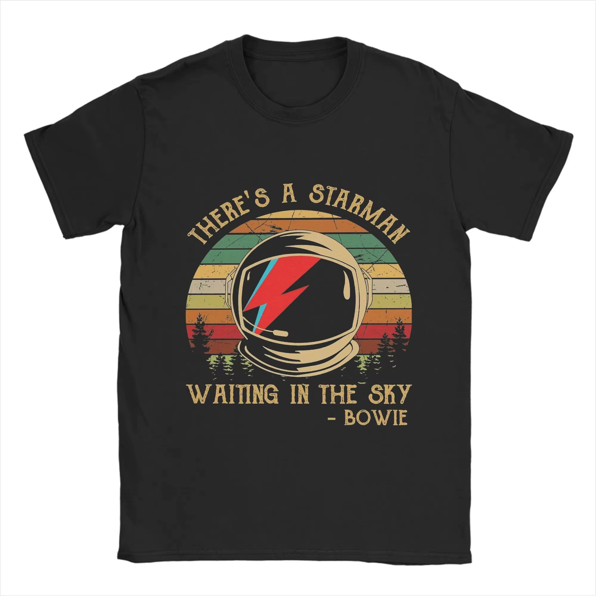 Nouveau T-shirt décontracté à manches courtes et col rond imprimé D-David's Bowied