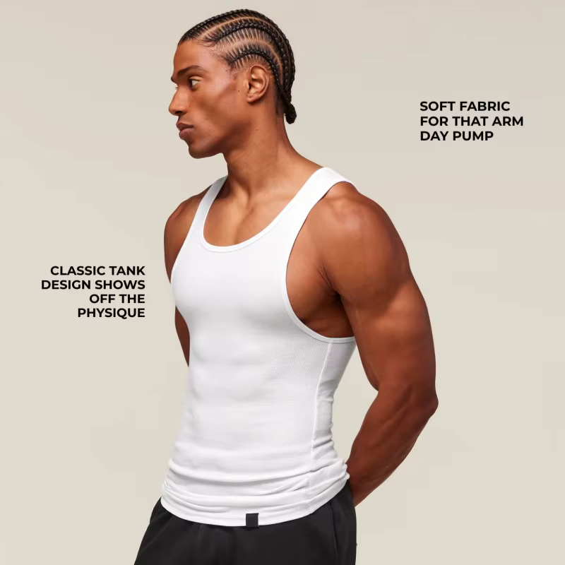 Débardeur de musculation classique pour homme en tissu côtelé doux