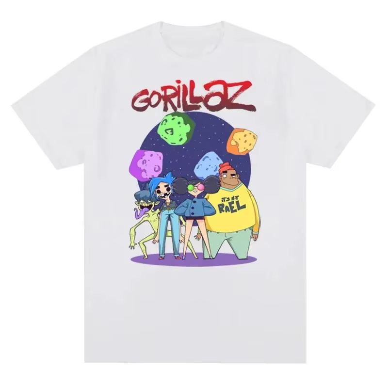 T-shirt Gorillaz Punk Rock 2025 – Imprimé groupe musical années 90 – Mode décontractée – Manches courtes – Unisexe – Grande taille