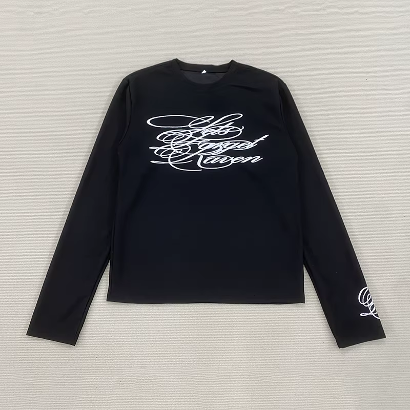 T-Shirt à manches longues imprimé américain rétro foncé Y2K