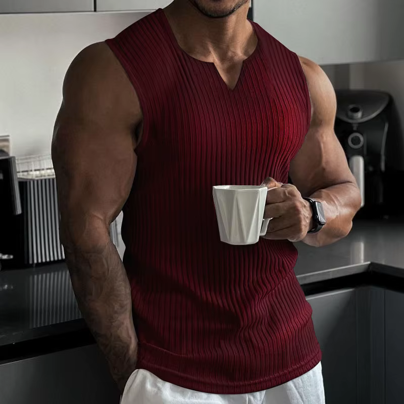 Chemise sans manches à col en V pour hommes