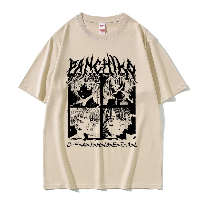 Panchiko DEATHMETAL Album graphique imprimé T-shirt hommes femmes Hip Hop surdimensionné
