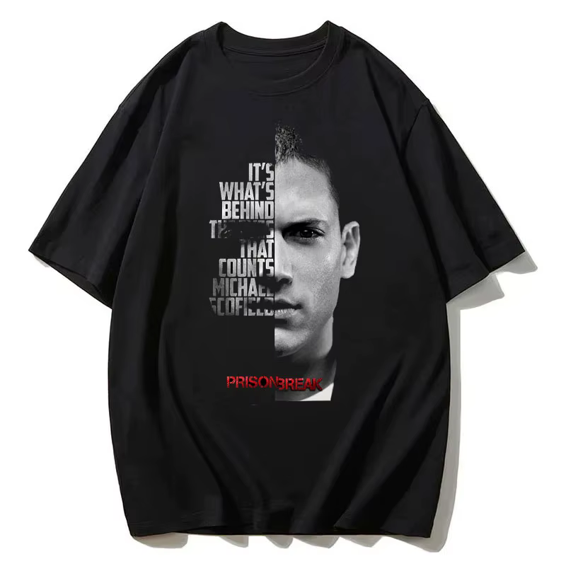 Hommes Vintage t-shirts série Tv Prison Break vêtements esthétiques Michael Scofield Y2k chemise Streetwear imprimé T-shirt haut coton
