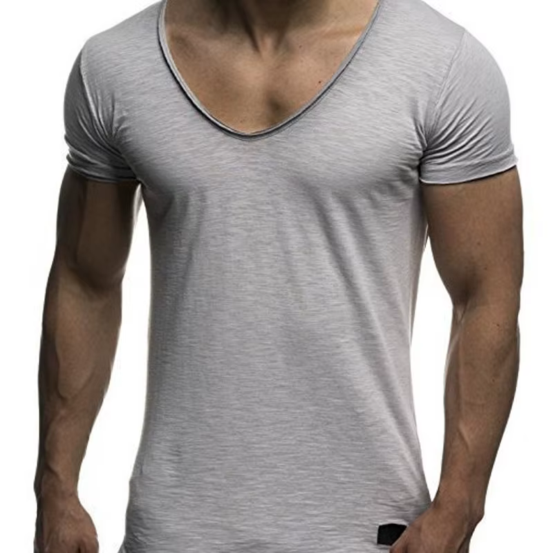 T-shirt hommes 2025 loisirs été à manches courtes couleur unie patchwork hauts t-shirts vêtements