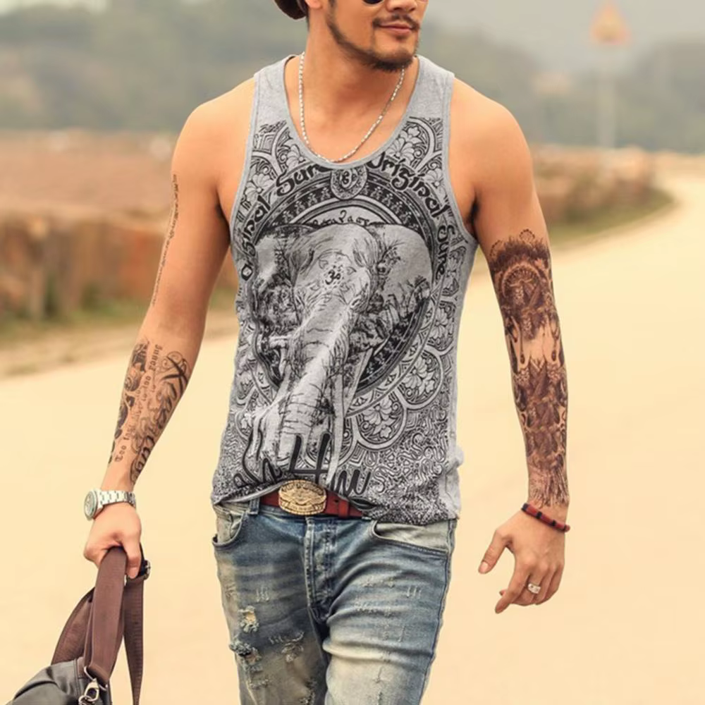Gris hommes débardeur décontracté Fitness Singlets marque