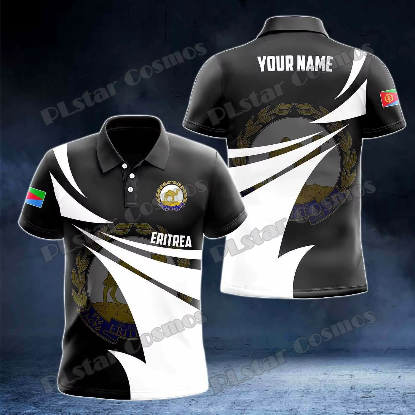 Personnaliser l'érythrée blason 3D partout imprimé mode hommes Polo été décontracté unisexe à manches courtes