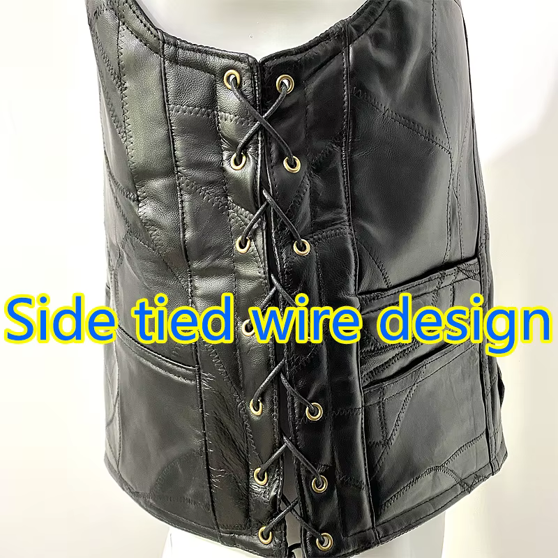 Gilet de motard en cuir pour homme