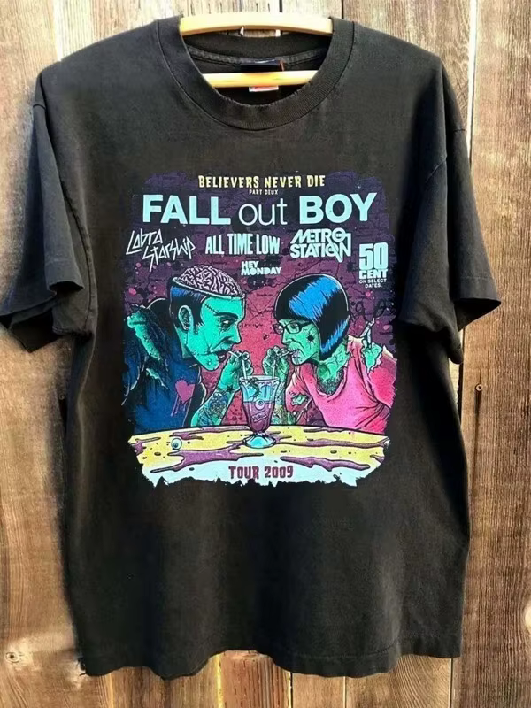 T-shirts Rock Punk Rétro Fall Out Boy Banana Rib Cage – Hauts Décontractés Vintage Streetwear Imprimés – Cadeau pour Fans Unisexe