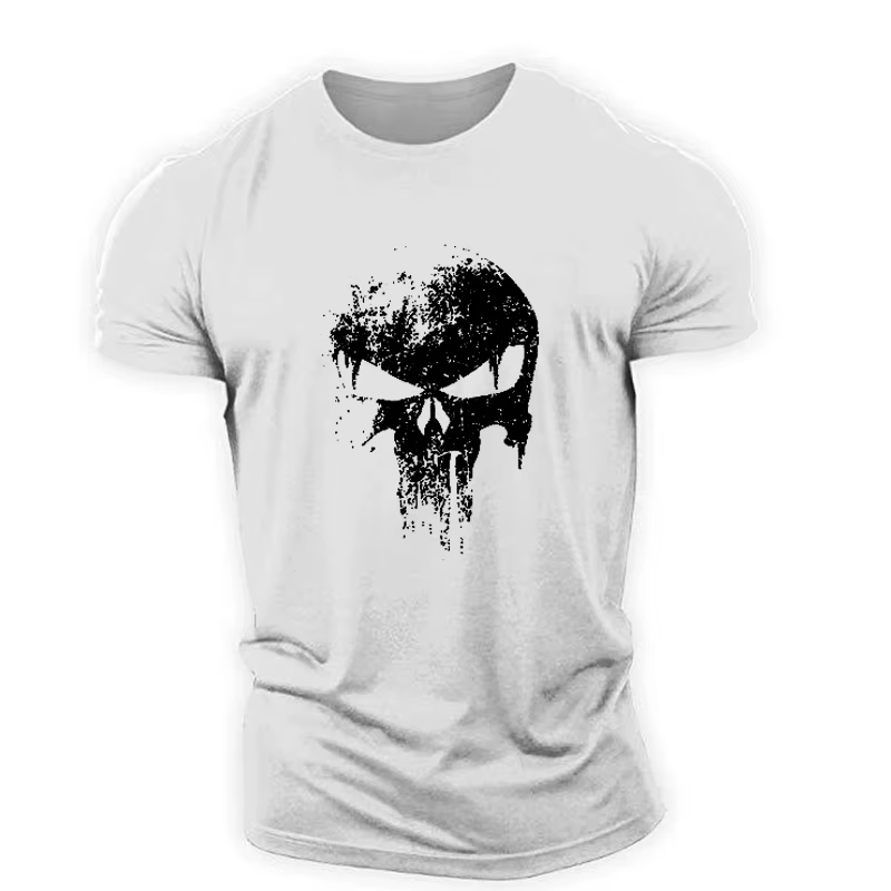 T-shirt Horror Skulls à manches courtes pour hommes, imprimé en 3D, style de rue masculin, haut de sport sportif décontracté, grande taille 6XL