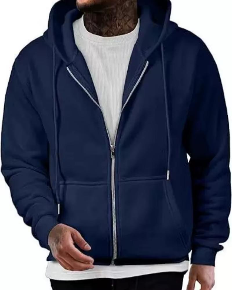 Sweat à capuche à manches longues avec fermeture éclair pour homme