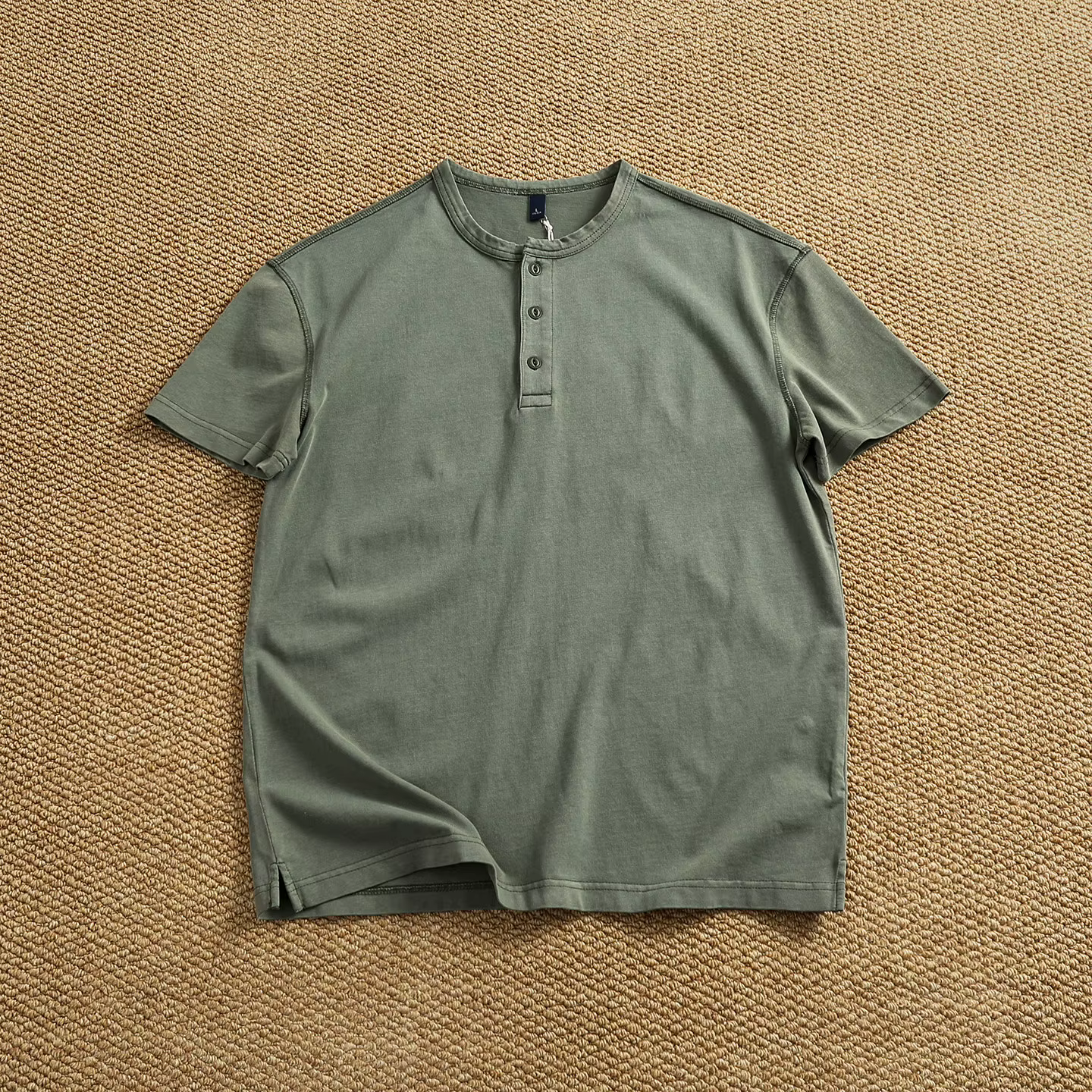 Chemise Henley rétro en coton pur