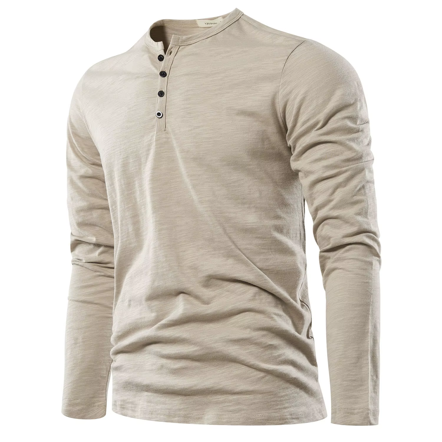 Henery cou à manches longues t-shirt pour hommes solide printemps décontracté