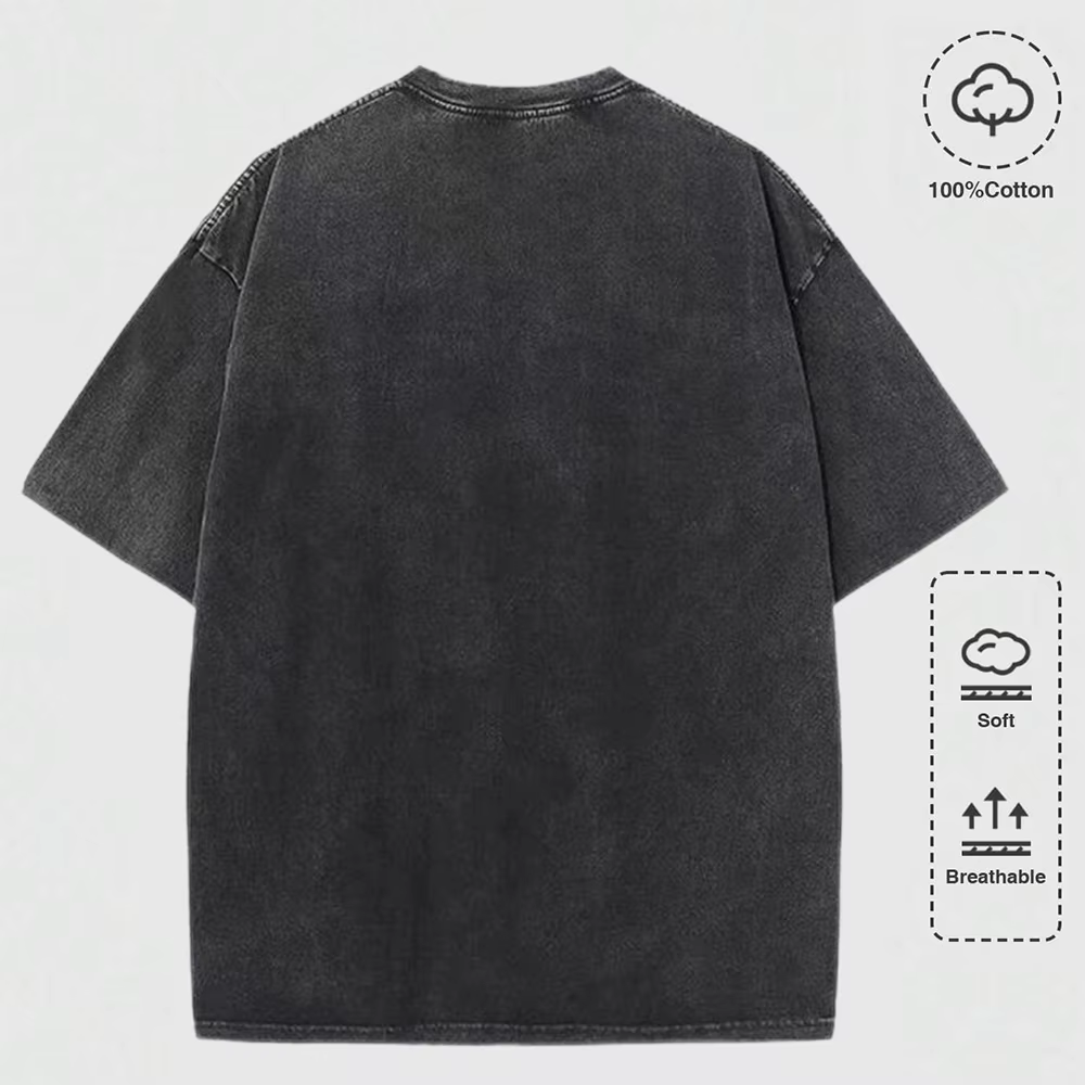 T-shirts pour femmes en coton à manches courtes, style bohème, imprimé floral, délavés, col rond, coupe oversize, vêtements d'été