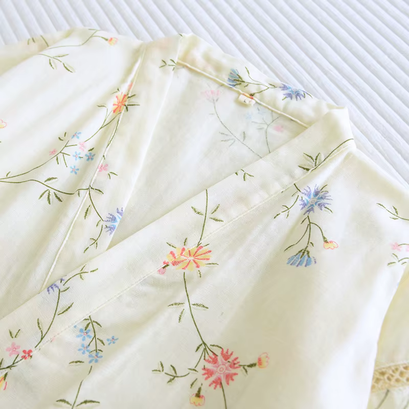 Kimono à Lacets en Coton pour Femme