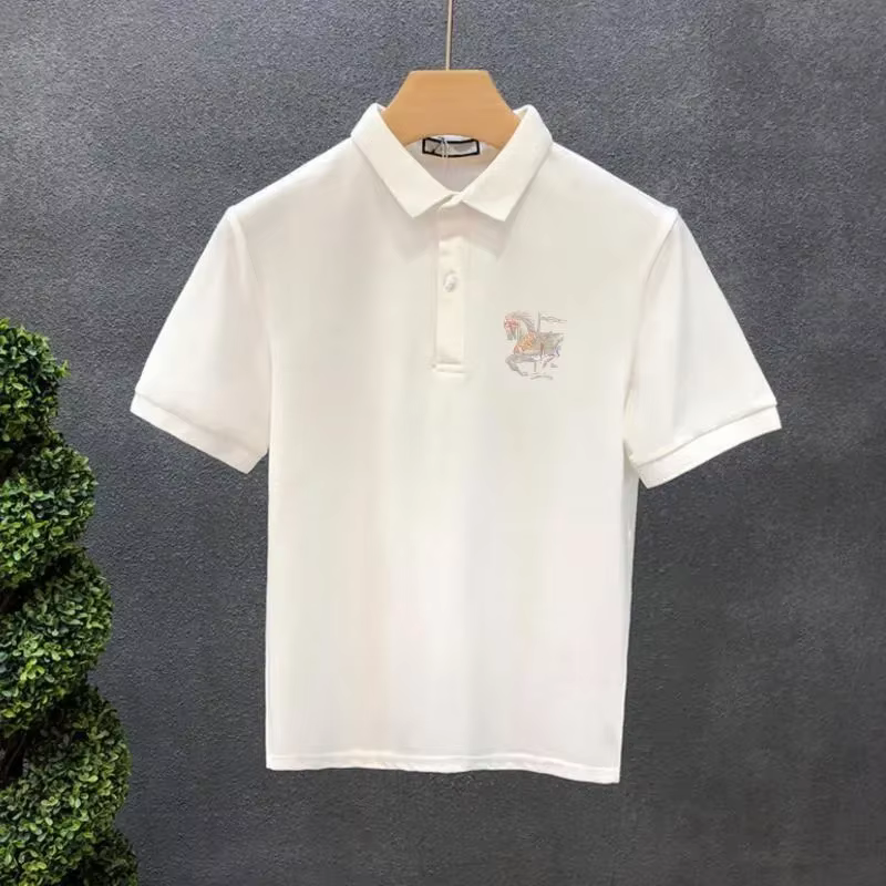 Hommes avec col T-shirt imprimé blanc col rond noir haute qualité luxe décontracté pas cher hauts Kpop vêtements en gros