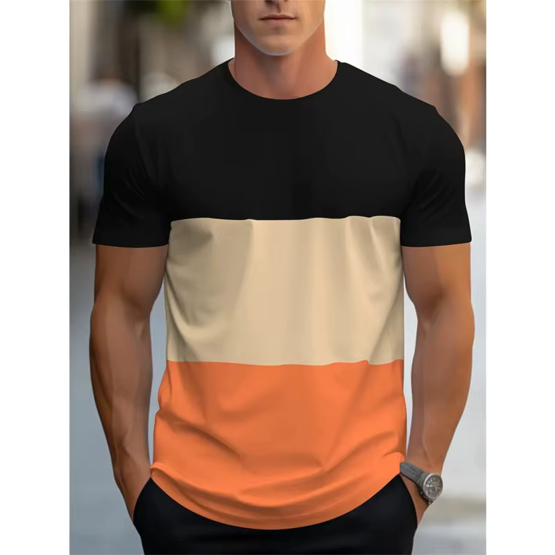 T-shirt à motif de rayures colorées pour hommes