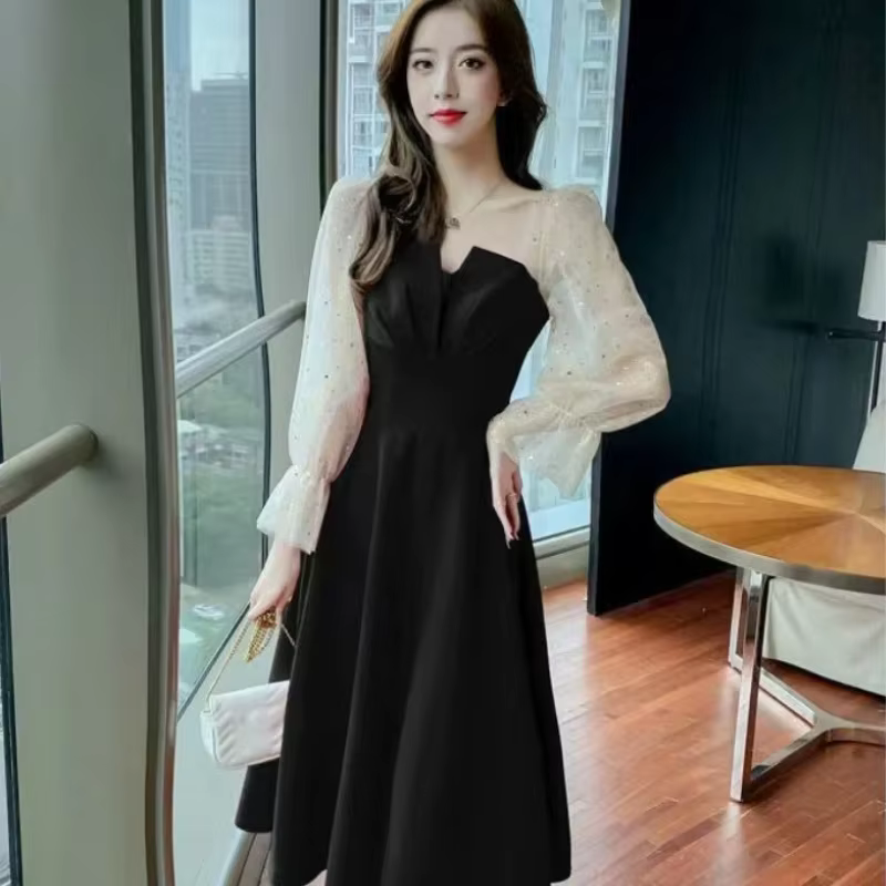 Robes rouges pour femmes fête Style coréen élégant luxe élastique en ventes pleine haute qualité bal soirée femme robe à manches longues