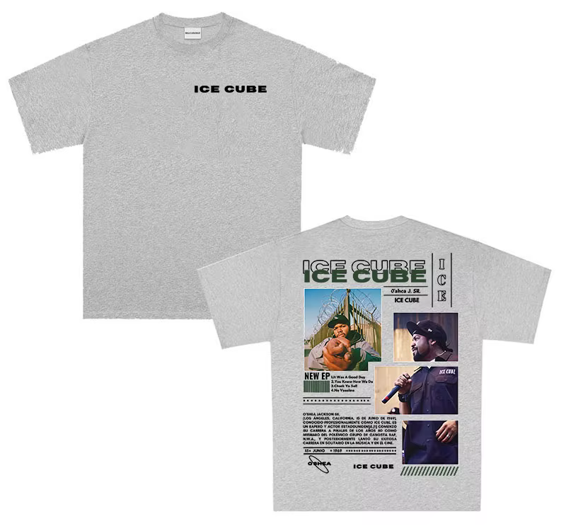 Rappeur Ice Cube Tour Album 2025 t-shirts graphiques hommes Hip Hop surdimensionné à manches courtes T-shirt mode haute