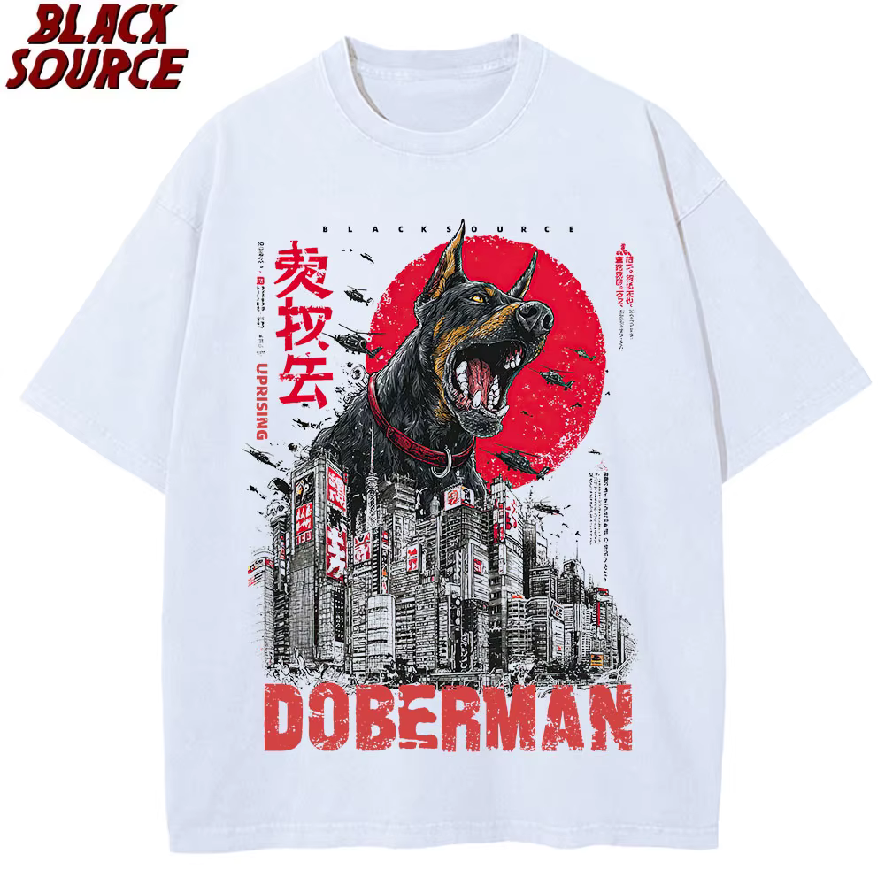 T252 drôle mignon Art japonais doberman graphique