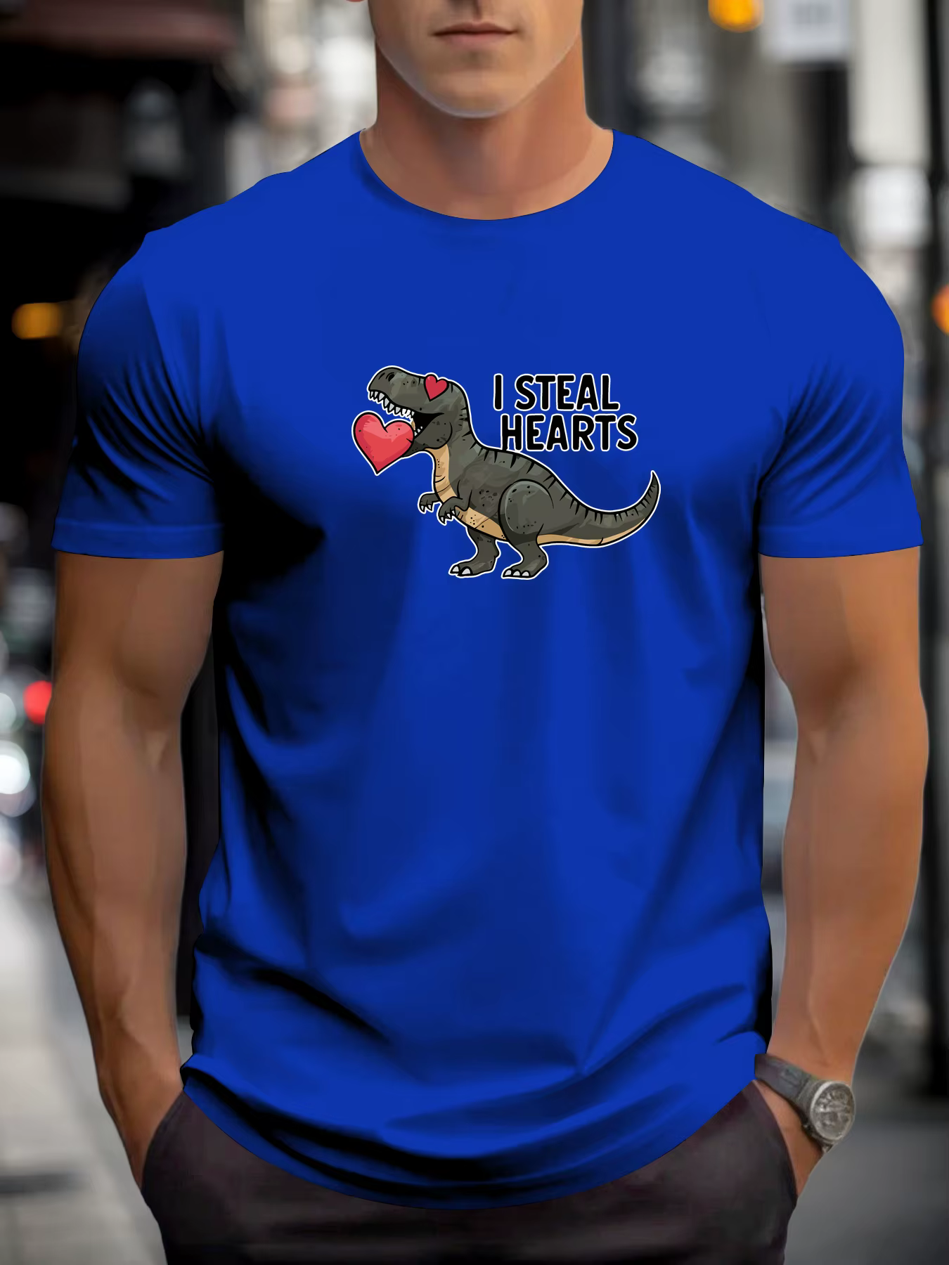 T-shirt pour hommes I STEAL HEARTS 100 % coton impression graphique été