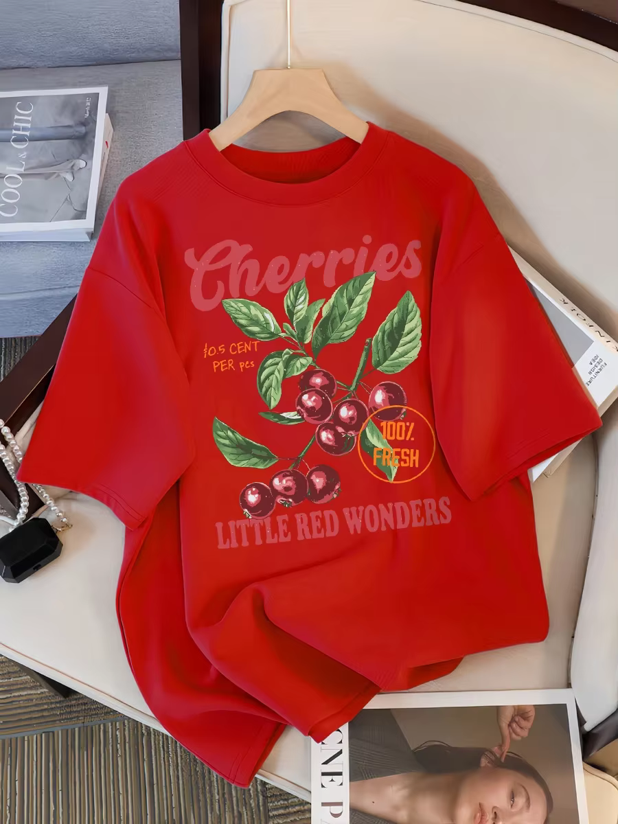 Cerises fraîches petites merveilles rouges conception femmes T-Shirt décontracté t-shirts Hip Hop femme vêtements de sport été capote