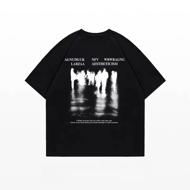 T-shirt à manches courtes ample à col rond imprimé pour homme