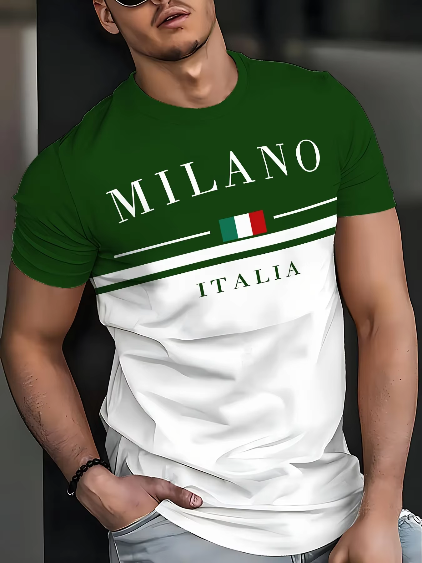 Italia Milano lettre motif 3D imprimé hommes t-shirts à manches courtes décontracté hauts